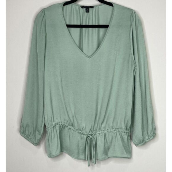 Banana Republic 2020 Satin Peplum Cinched Waist 3/4 Sleeve Blouse Size Medium - Picture 7 of 7